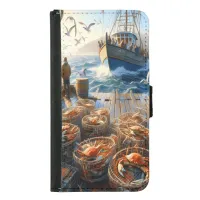 Twilight Harvest Fishermen Collecting Crabs Samsung Galaxy S5 Wallet Case