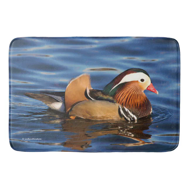 Beautiful Mandarin Duck in the Pond Bath Mat