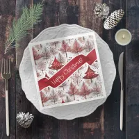 Red White Christmas Tree Pattern#4 ID1009 Paper Dinner Napkins