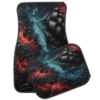 Majestic Ship Sailing Through Turbulent Waters Car Floor Mat