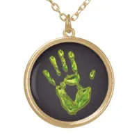 Glowing Ghoul Handprint Gold Plated Necklace