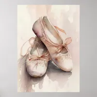 AI Artwork Watercolor Ballet Slippers Poster