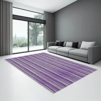 Modern Purple and Gray Stripes Rug