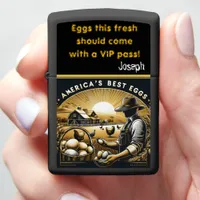 Harvesting Fresh Eggs on a Sunny Farm in America Zippo Lighter