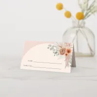 Rustic Elegant Boho Terracotta Pampas Wedding Place Card