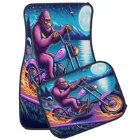 Bigfoot Biking in a Moonlit Scene Car Floor Mat