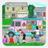 A Hot Summer Day | A Whimsical Illustration Square Sticker