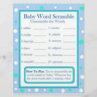 Double Sided Baby Shower Games Flyer