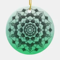 Lime Green  Mandala Abstract Beautiful Christmas Ceramic Ornament