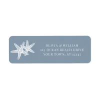 Dusty Blue Starfish Beach Wedding Return Address Label