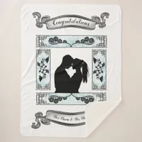 Beautiful Black and White Couple Silhouette Sherpa Blanket