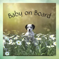 Cute Dalmatian Puppy in Daisies Window Cling