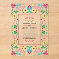 Mexican Fiesta Folk Art Rehearsal Dinner Acrylic Invitations