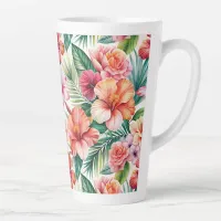 Tropical Flowers in Bloom  Latte Mug