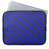 Black Blue Thin Diagonal Stripes Laptop Sleeve
