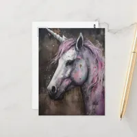 A Beautiful Purple Unicorn Messy Watercolor Postcard