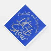 Let it Snow Blue and Silver Christmas | Paper Dinner Napkins