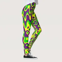 [Mardi Gras Op-Art] Purple Green Yellow Leggings