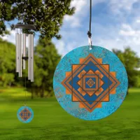 Southwest Mountain Peak Turquoise Geometric Design Wind Chime