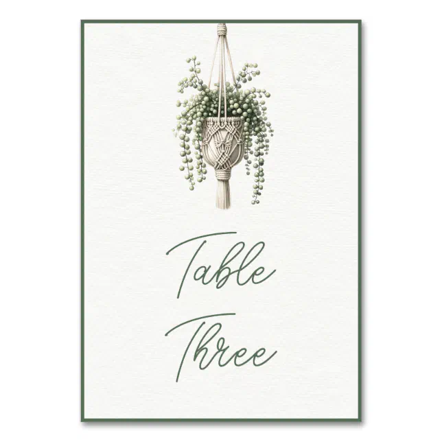 String of Pearls: Boho Chic Botanical Greenery  Table Number