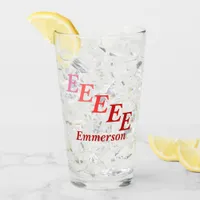 Glass Tumbler - Shaded Initials with Name in Red