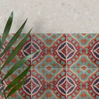 Vibrant Ethnic Distressed Geometric Pattern Ceramic Tile
