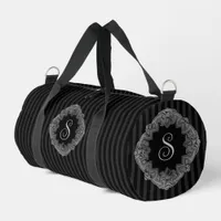 Elegant, Sophisticated Pin Striped Monogram Duffle Bag