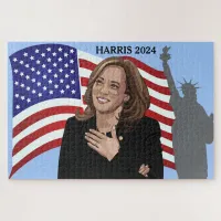 Kamala Harris 2024 Flag Statue of Liberty Jigsaw Puzzle