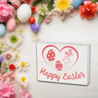 Simple Red Typography Happy Easter | Wooden Box Sign