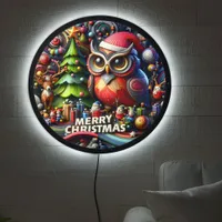 Festive owl and friends celebrate Christmas joy LED Sign