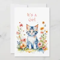 Cute Kitten Themed Girl's Baby Shower Invitation