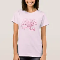 Pink Daisy Effect Floral Bride T-Shirt