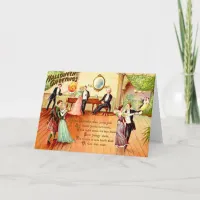 Vintage Halloween Greetings Dancing Card