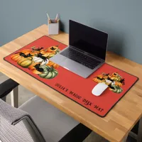 Witch Cat Jack O Lantern Halloween Magic Gifts Desk Mat