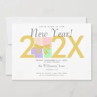 Simple Elegant Christmas New Year Gift Box Bow Invitation