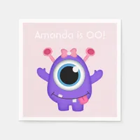 Little Girl Monster themed Party personalized Napkins