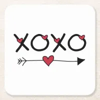 XOXO Valentines Square Paper Coaster