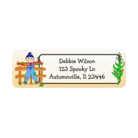 Cute Scarecrow and Cornstalk Halloween Autumn Label