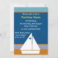 sailboat Nautical Birthday Party Invitation