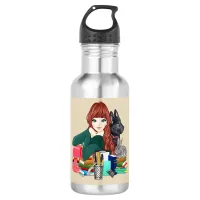 School Study Buddies Furry Friends Girl Dog, ZKOA Stainless Steel Water Bottle