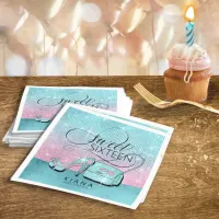 Glitter and Shine Sweet 16 V2 Teal/Pink ID675 Napkins