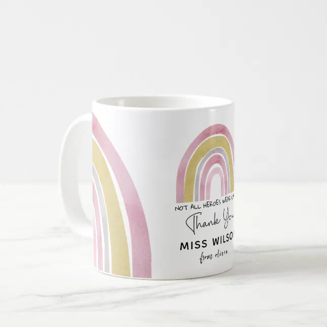 Modern watercolor rainbow teacher thank you coffee mug