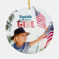 All American Girl Personalized Ceramic Ornament