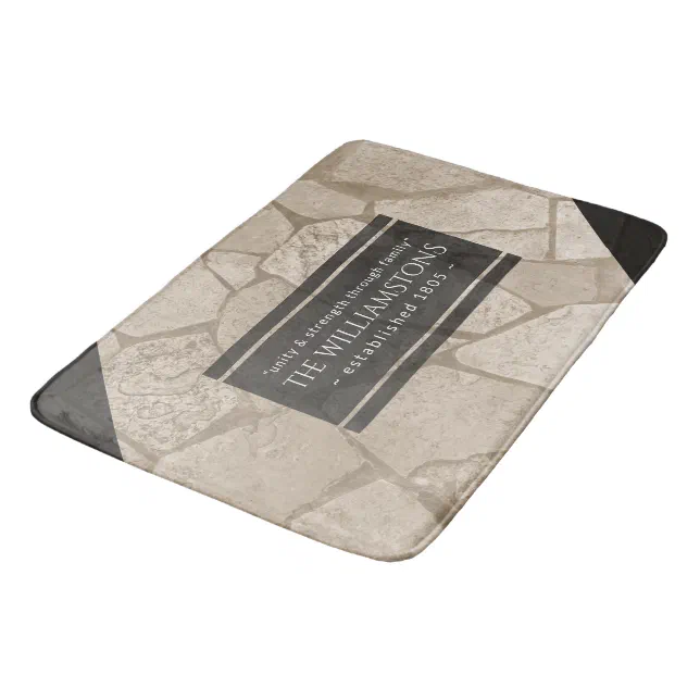 Elegant Sepia Toned Cracked Stones Bath Mat