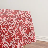 Red Abstract Snowflake Pattern#10 ID1009 Tablecloth