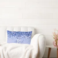 Simple Blue Brushed Metal and Glitter Monogram | Lumbar Pillow