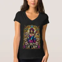 Elegant Woman Holding Kitten With Surrounding Cats T-Shirt