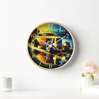 Vintage hot rod cruising by a serene lake  clock