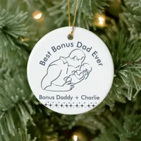 Best Bonus Dad Ever, step Father  new baby 1-Photo Ceramic Ornament