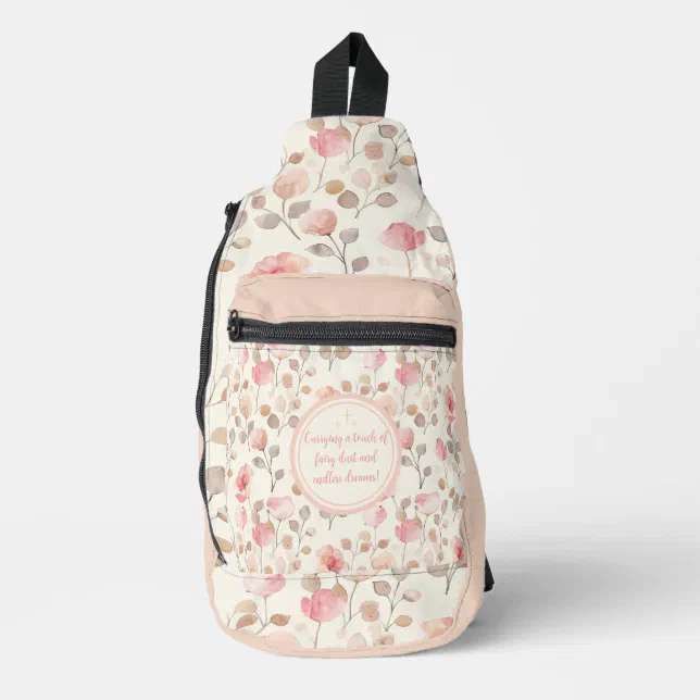 Elegant Pink Flower Pattern Sling Bag